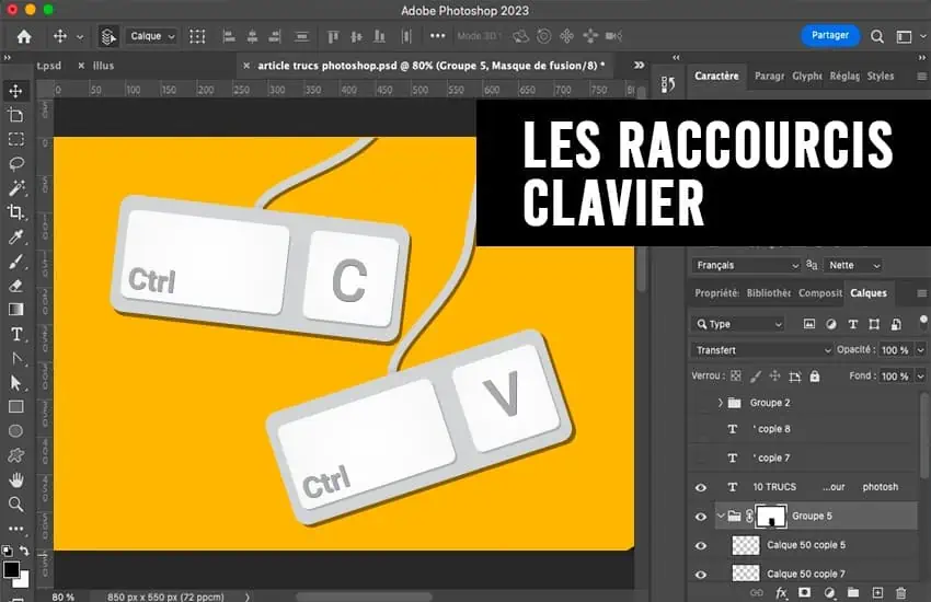 Raccourcis clavier. Trucs photoshop